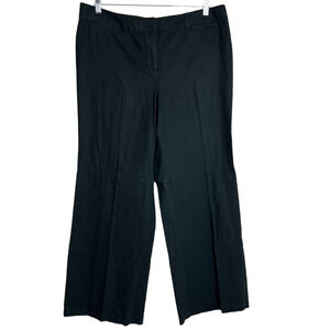 New York & Co Womens Linen Blend Pants Size 16 Black Wide Leg